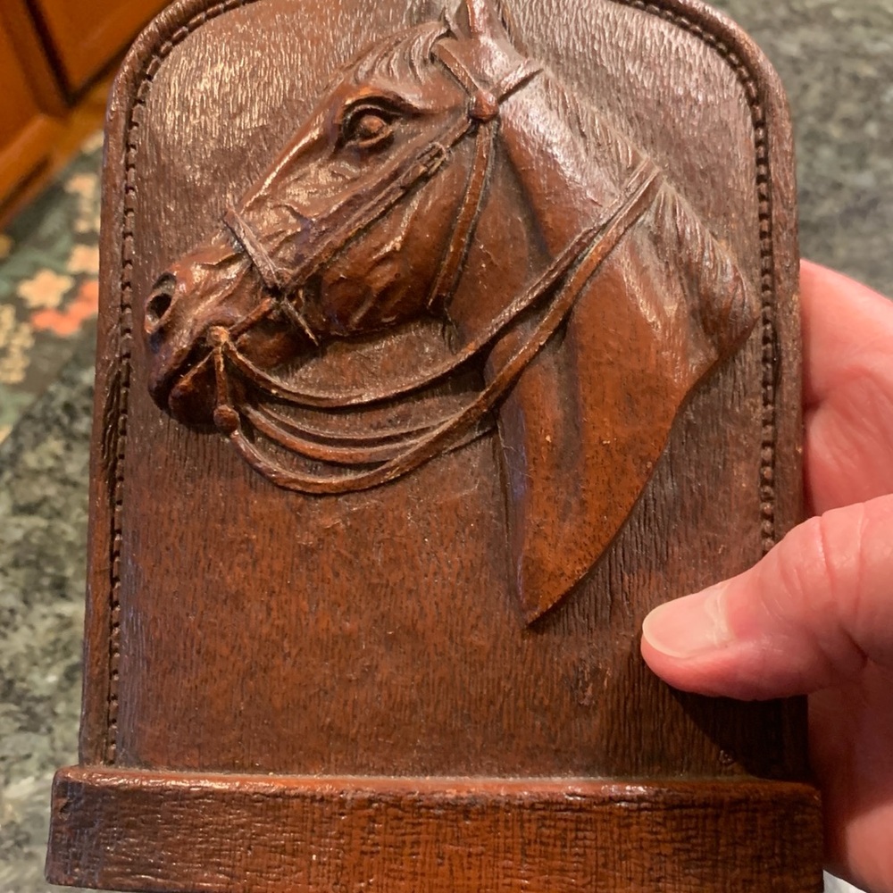 Vintage Brown 1940s Syroco Wood Horse Head Bookend Set of 2…2nd One Just Found! - Picture 15 of 16